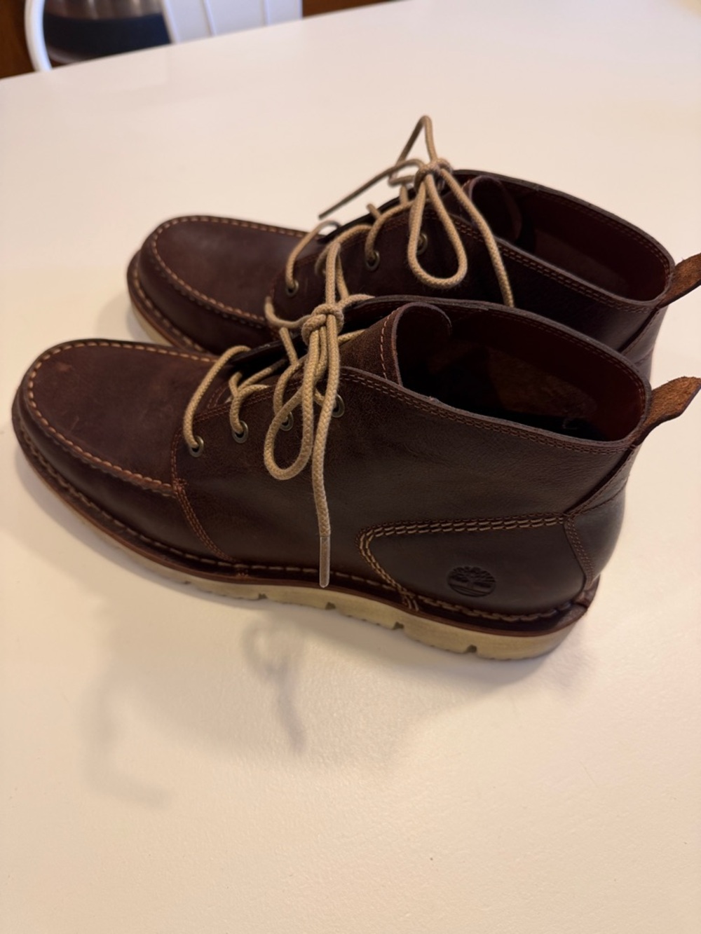 Timberland Men's Brown Leather Moc Toe Lace-Up Boots Sz 11.5.  NWOB. Tub8